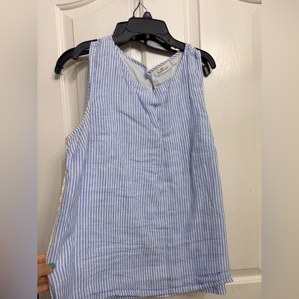 Vineyard Vines Blue and White Striped Sleeveless Top